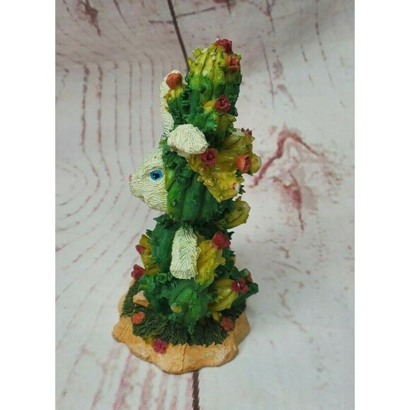 Rabbit Disguised as Cactus Figurine - Unique Easter Home Decor - Picture 3 of 9